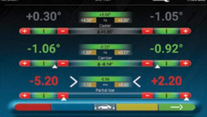 Tablet control interface for the Rotary R1065 wheel alignment machine