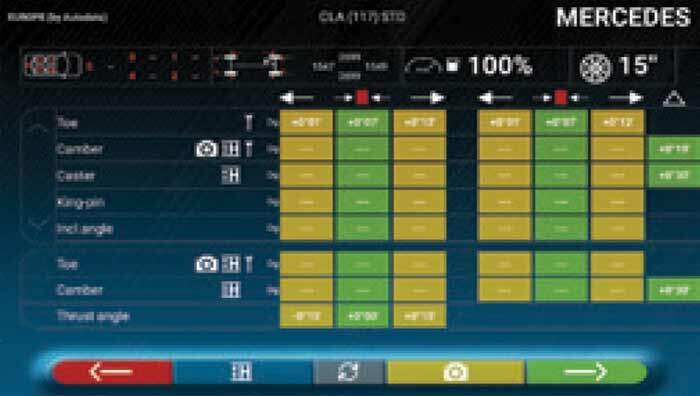 Tablet control interface for the Rotary R1065 wheel alignment machine