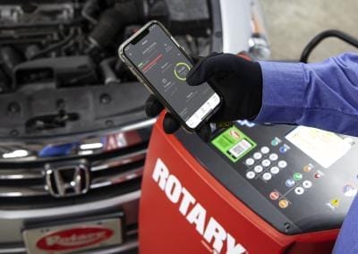Close-up of user-friendly interface on the Rotary R3AC60 Automatic Vehicle AC Machine