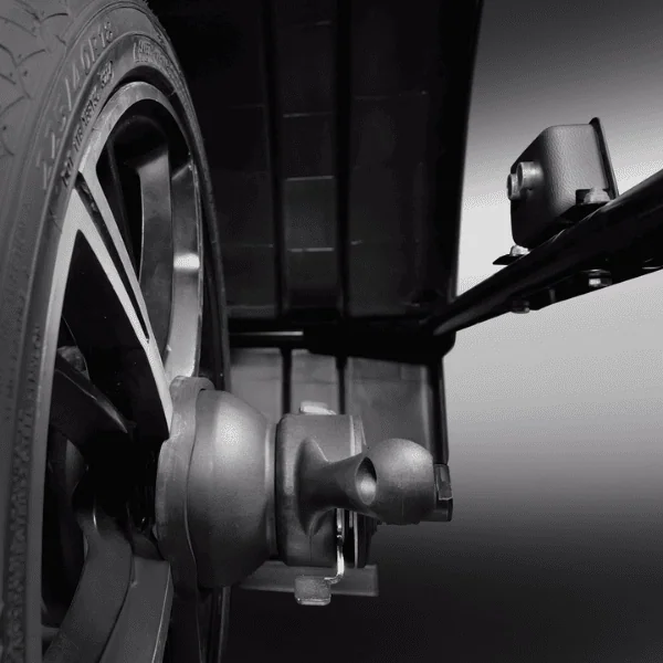Alt Image Tag: Rotary R190 rim width sensor measuring a mounted wheel for balancing