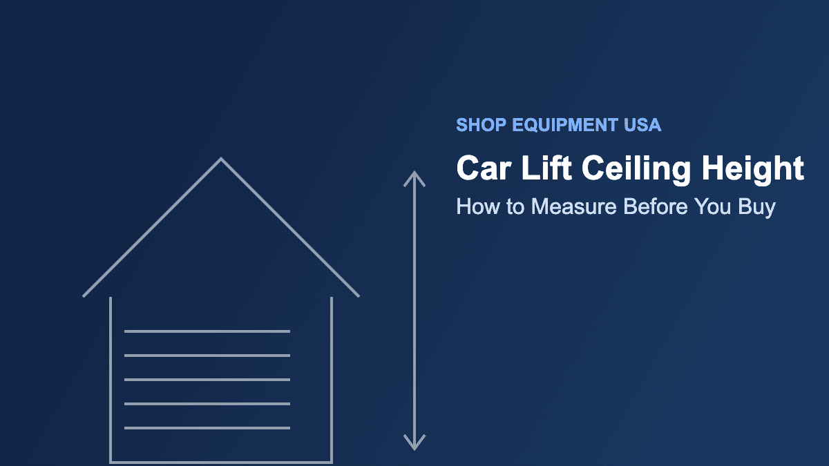 car lift ceiling height measurement diagram showing clearance from floor to lowest ceiling obstruction