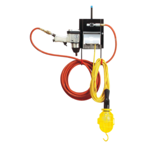 Two Post Air Work Station FA5911 mounted on lift column with air regulator and outlets