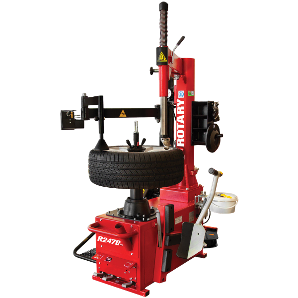 Rotary® Tire Changer – R247D.CL | Swingarm Center Lock Tire Changer Rotary R247D professional tire mounting machine with power-operated mount/demount head and side assist arm for high-volume shops