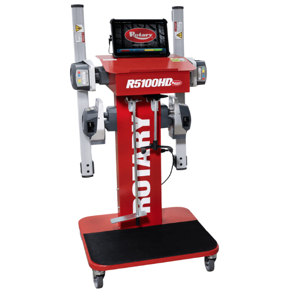 Rotary R5100HD commercial truck aligner—towerless 6-CCD wheel alignment machine with mobile console.